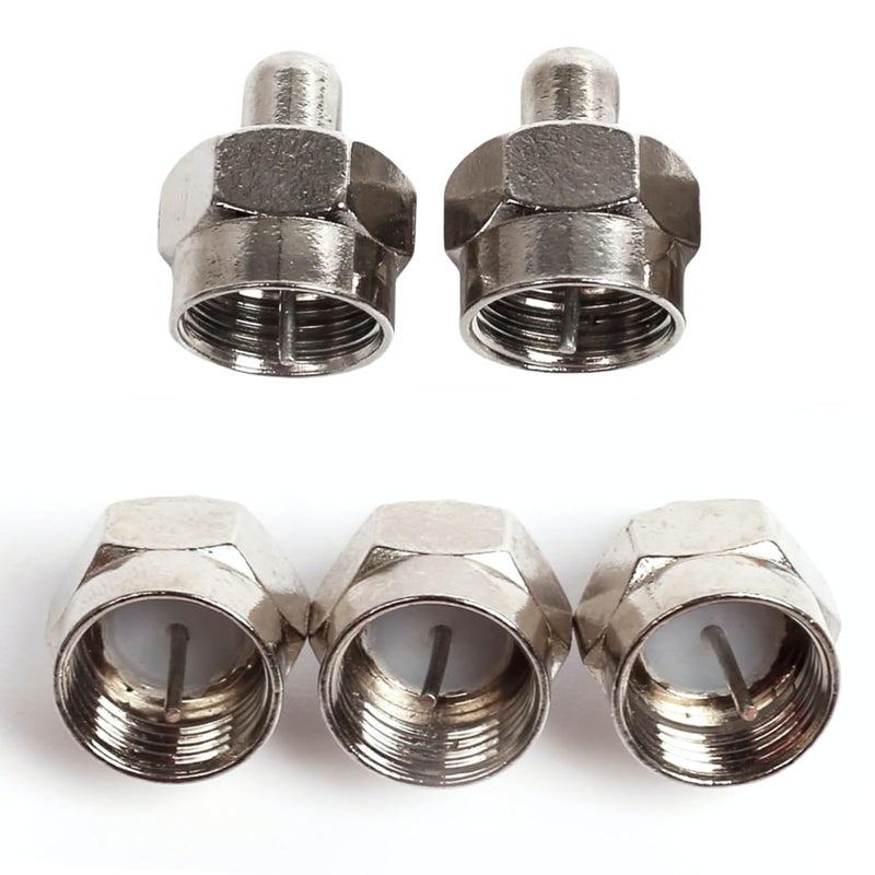 EZYUMM 5-Pack Coax Cap Cover - 75 Ohm Terminator for Splitter, AMP, Coaxial Cable, TV Antenna & Wall Plates (F Type, Brass Connectors) - Image 3